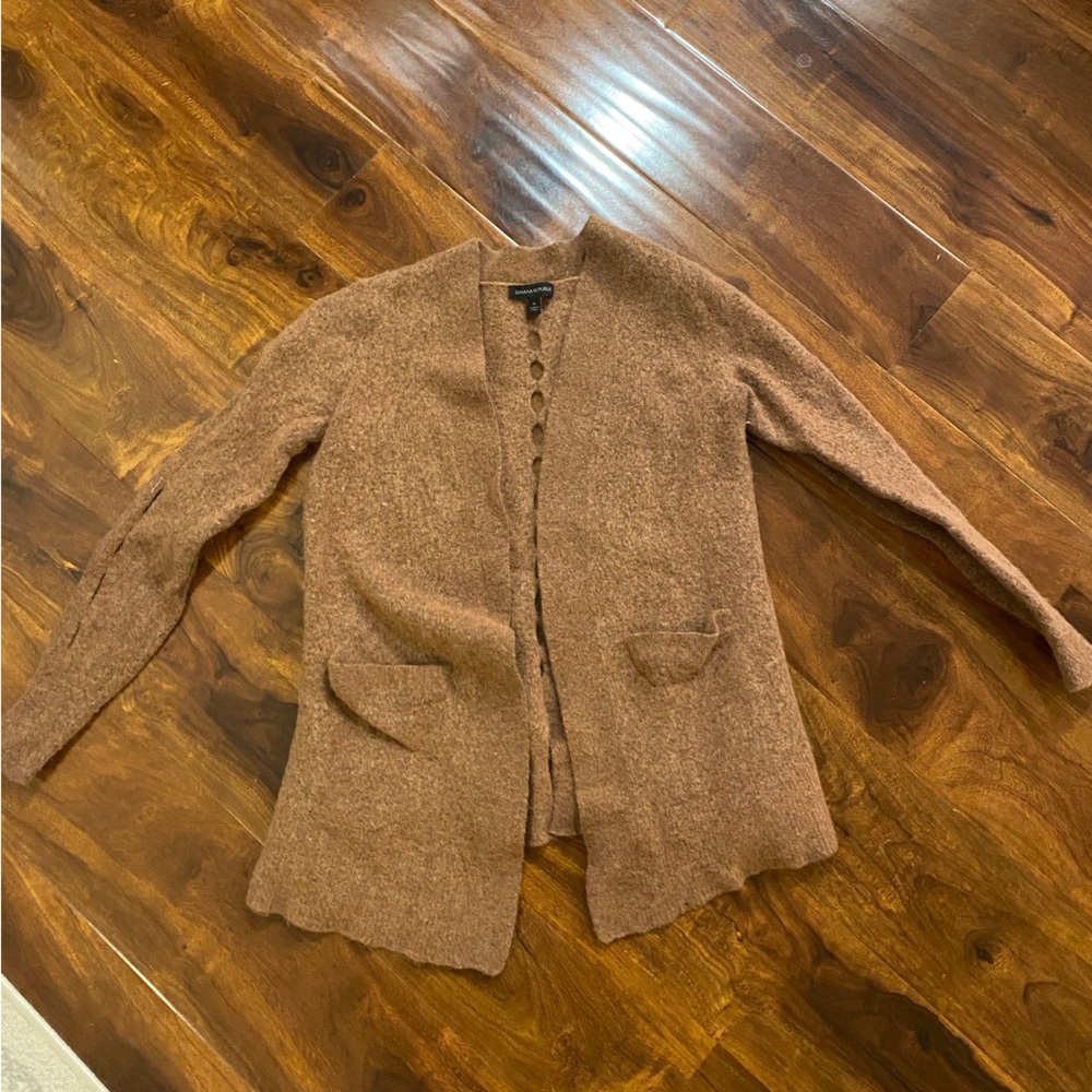 Banana Republic Tan Wool Blend Diamond Cutout Cardigan